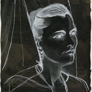 The veiled # 4 (Mantilla), 48 x 32 cm, ink, black and white chalk on paper, 2010