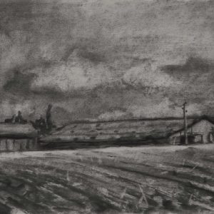 Schuur, 21 x 30 cm, charcoal on paper, 2015