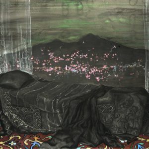 Black Sofa, 114 x 151 cm, mixed media on paper, 2017