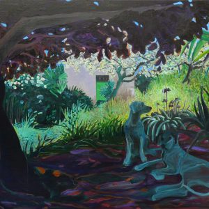 Schaduwhonden - wachters, 115 x 190 cm, oil on canvas, 2018