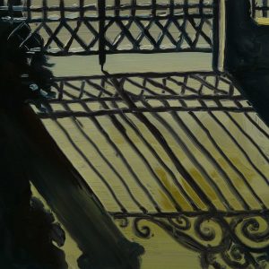 Fence # 2, 17 x 20 cm, oil on perspex on wood, 2020