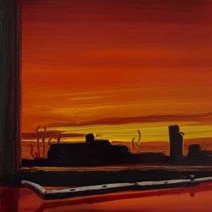 View - Sunrise, 20 x 17 cm, oil on perspex on wood, 2021