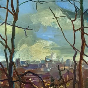 View - Haarlem, 20 x 17 cm, oil on perspex on wood, 2021