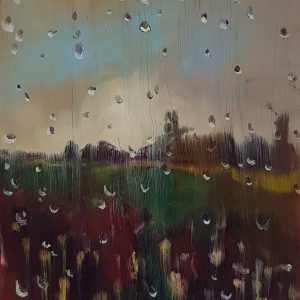 View - Rainy Day # 7, 20 x 17 cm, oil on perspex on wood, 2021