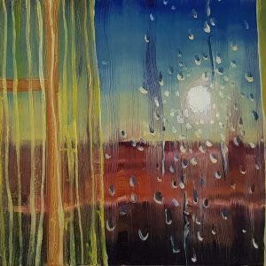 View - Sun, rain, 17 x 20 cm, oil on perspex on wood, 2021