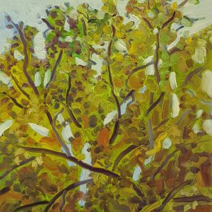Spring Tree, 20 x 17 cm, oil on perspex on wood, 2021