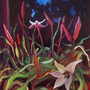 Springflowers - Tulip, 20 x 17 cm, oil on perspex on wood, 2021