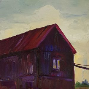 Black Barn, 20 x 17 cm, oil on perspex on wood, 2021