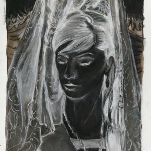 The veiled # 3 (Mantilla), 48 x 32 cm, ink, black and white chalk on paper, 2010