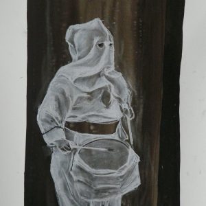 Drummer # 1, 48 x 32 cm, ink and white chalk on paper, 2010