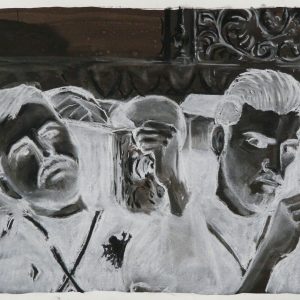 Costaleros, 32 x 48 cm, ink, black and white chalk on paper, 2010