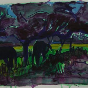 Orchard # 2 (Nagymaros), 32 x 48 cm, acrylic on paper, 2011
