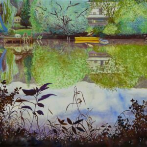 Green Mirror, 112 x 154 cm, mixed media on paper, 2017