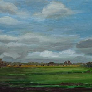 Laagland - Wolken, 20 x 30 cm, oil on wood, 2019