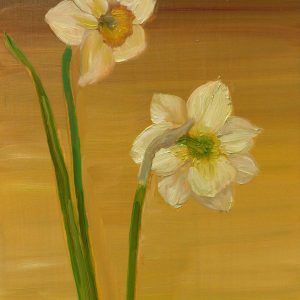 Spring # 18 (daffodil), 30 x 20 cm, oil on wood, 2019