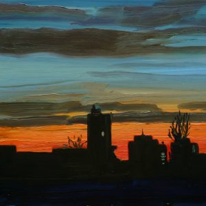 Skyline, 17 x 20 cm, oil on perspex on wood, 2020