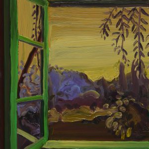 View - Green Window, 20 x 17 cm, oil on perspex on wood, 2020