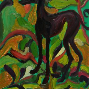 Greyhound # 4, 20 x 17 cm, oil on perspex on wood, 2020