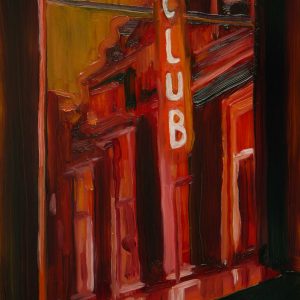 View - Club, 20 x 17 cm, oil on perspex on wood, 2020