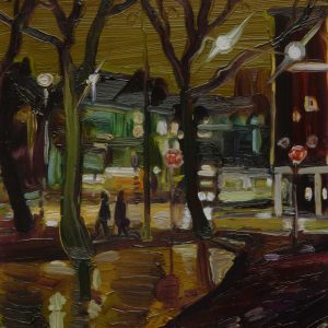 Dark Days # 3, 20 x 17 cm, oil on perspex on wood, 2020