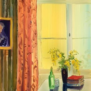Window - Mimosa, 20 x 17 cm, oil on perspex on wood, 2021