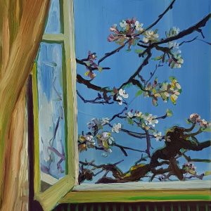 View - Spring, 20 x 17 cm, oil on perspex on wood, 2021