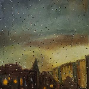 Rainy Day - City Lights, pastel on paper, 60 x 48 cm, 2021