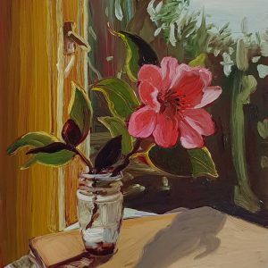 View - Camellia, 20 x 17 cm, oil on perspex on wood, 2021
