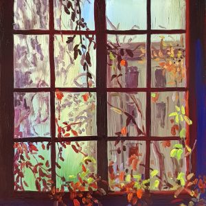 Window - Bush, 20 x 17 cm, oil on perspex on wood, 2021