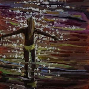 Glamour Girl, 20 x 17 cm, oil on perspex on wood panel, 2022