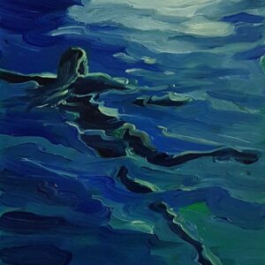 Night Swim, 20 x 17 cm, oil on perspex on wood panel, 2022
