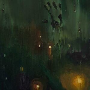 Steamy Window - Hand, 30 x 24 cm, oil on canvas, 2022