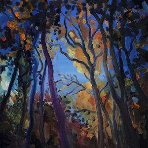 Flaming Trees, 30 x 30 cm, oil on canvas, 2023