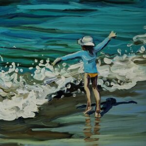 Biscay - Dancing, 20 x 17 cm, oil on perspex on wood, 2023