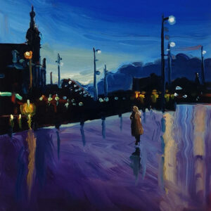 Amsterdam - Square, 20 x 17 cm, oil on perspex on wood, 2023