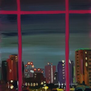 View - Office, 20 x 17 cm, oil on perspex on wood, 2023