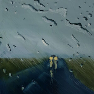 Rain - Car, 20 x 17 cm, oil on perspex on wood, 2023