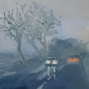 Lowland - Fog, 20 x 17 cm, oil on perspex on wood, 2023