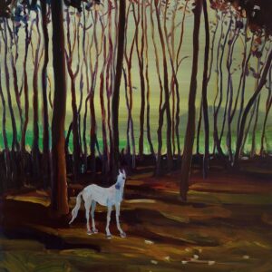 Woodland - White Horse, 40 x 32 cm, oil on perspex on wood panel, 2024