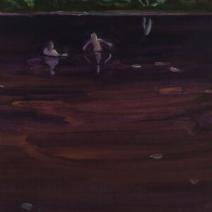 Dark River - Bathers, 30 x 24 cm, oil on paper, 2024