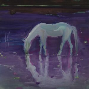 Lake - White Horse, 30 x 24 cm, oil on paper, 2024