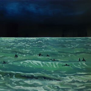 Swimmers - Waves, 32 x 40 cm, oil on perspex on wood panel, 2024