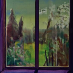 Purple Window - Rain, 30 x 24 cm, oil on paper, 2024