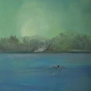 Morning Swim - Fog, 40 x 32 cm, oil on perspex on wood panel, 2024