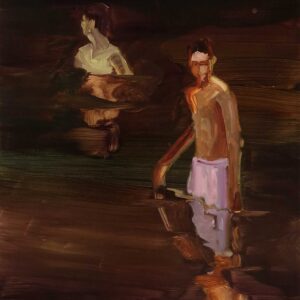 Nightswim - Pink pants, 30 x 24 cm, oil on paper, 2024