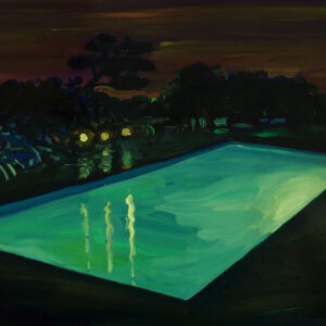 Night Pool # 8, 40 x 32 cm, oil on perspex on wood panel, 2024