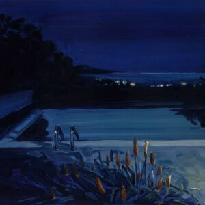 Blue Night - Flowers, 30 x 24 cm, oil on paper, 2024