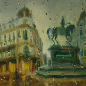 Orléans - Rain, 30 x 24 cm, oil on paper, 2024