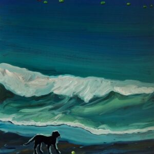 Biscay - Dog, 40 x 32 cm, oil on perspex on wood panel, 2024