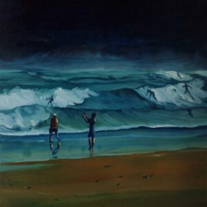 Rocks and Waves, 45 x 40 cm, oil on canvas, 2024